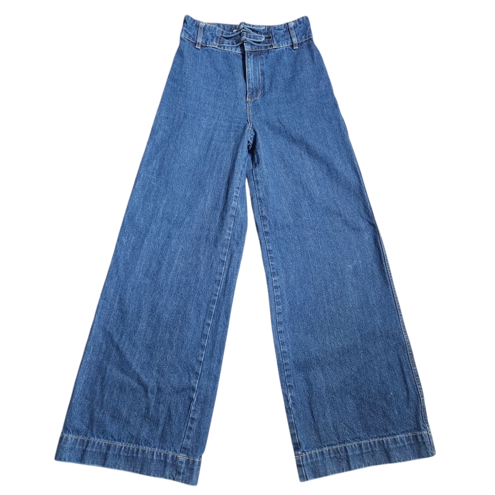 We The Free People Jeans Womens 27 Wide Leg Baggy High Waist Belted Denim 27x32